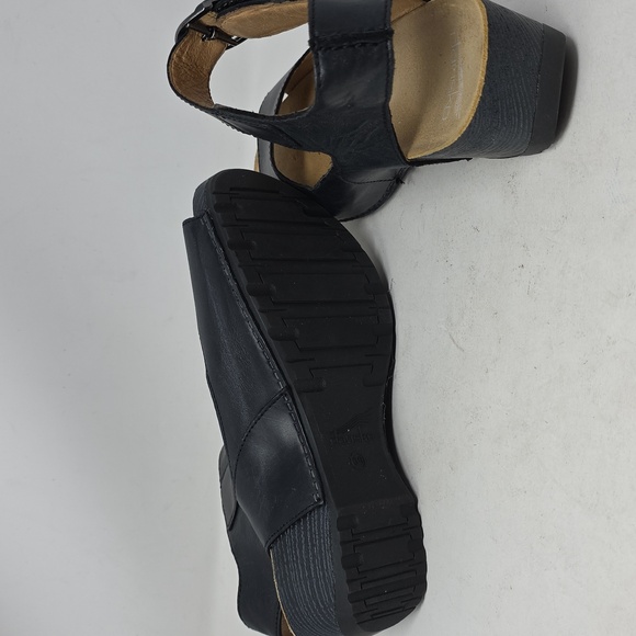 Dansko Tiana Black Leather Wedge Sandals Size 39 - Picture 5 of 6